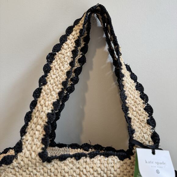 Kate Spade Raffia Bow Tote Bag Target exclusive Natural Straw NWT Beach Travel - Picture 3 of 6